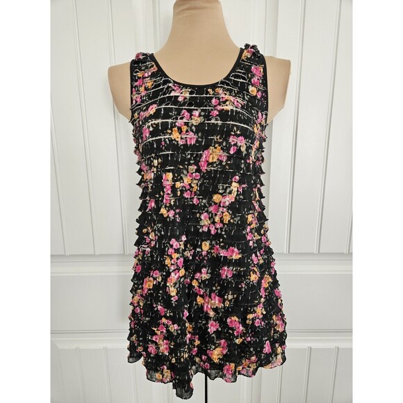 Free People Patra Mini Dress Women's Size XS Floral Sleeveless Ruffle Tiered - Picture 1 of 7
